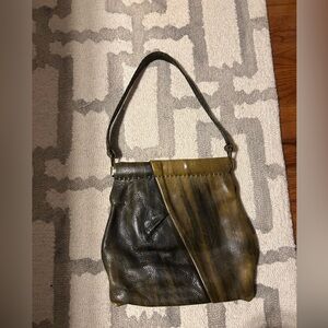 Gambella Genuine Leather 60s Two-Tone Leather Shoulder Bag